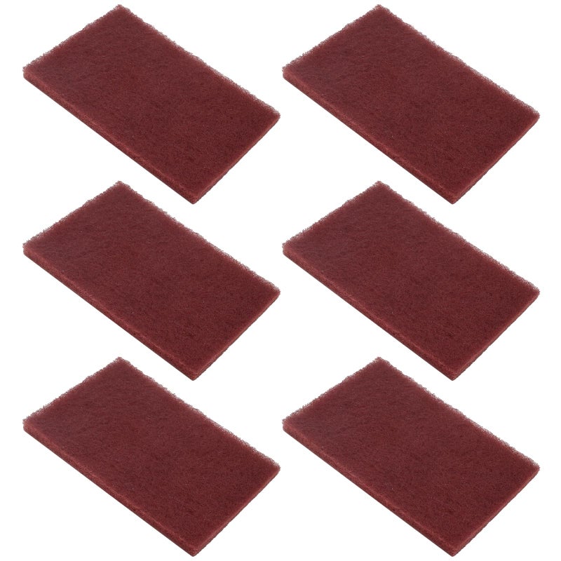 BokWin 6Pcs Red Scuff Pads Very Fine Grade General Purpose Sanding Hand Pads 200 x 125mm/8" x 5" - Image 1
